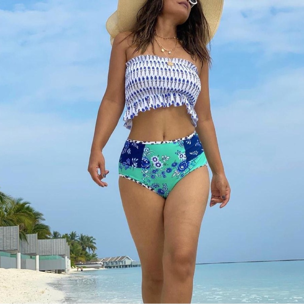 Blue and Green Floral Women's Swim Set - Picture 8 of 15